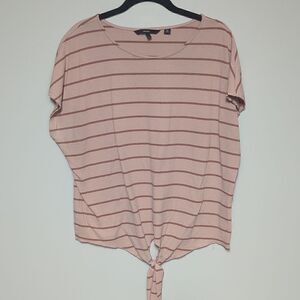 Vero Moda Pink Striped Ribbed Cap Sleeve Blouse